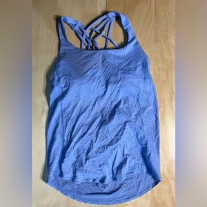 LULULEMON Blue Purple Criss Cross Straps Drape Back Activewear Tank Top Womens 8